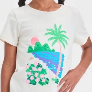 Cat & Jack Beige Short-Sleeve Palm Tree Graphic Tee